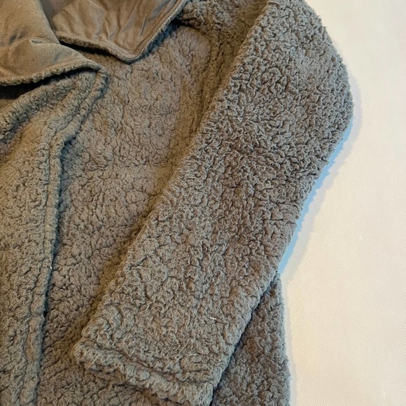MNY Womens Gray Sherpa Jacket Pockets Size Small - Picture 4 of 11